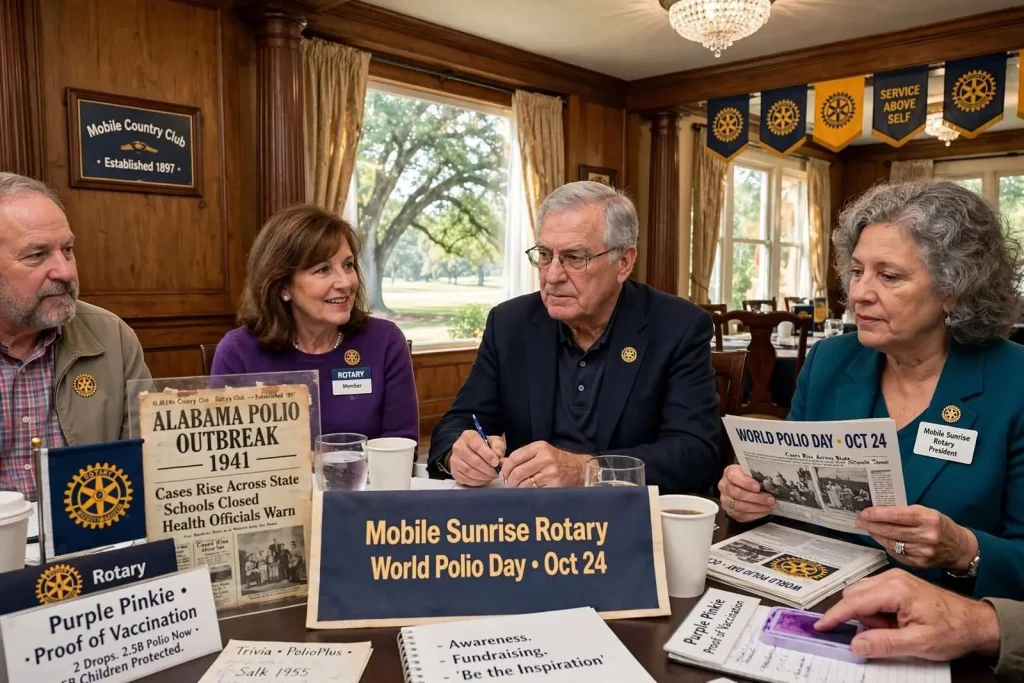 Illustration for the news story: Mobile Sunrise Rotary Marks World Polio Day, Recalling Alabama’s 1941 Outbreak