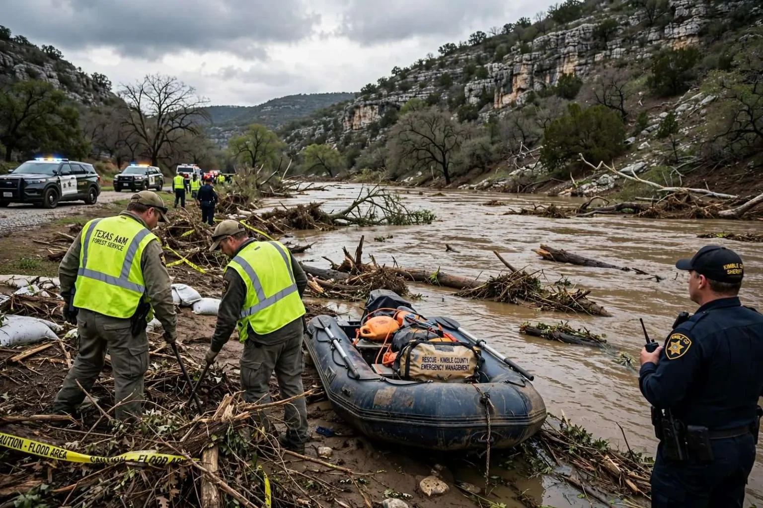 Illustration for the news story: Two bodies found in Texas floodwaters; three from Flomaton still missing