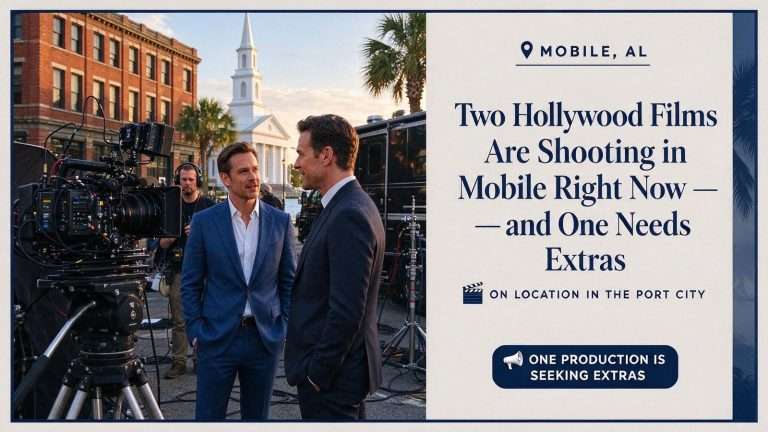 Illustration for the news story: Two Hollywood Films Are Shooting in Mobile Right Now — and One Needs Extras