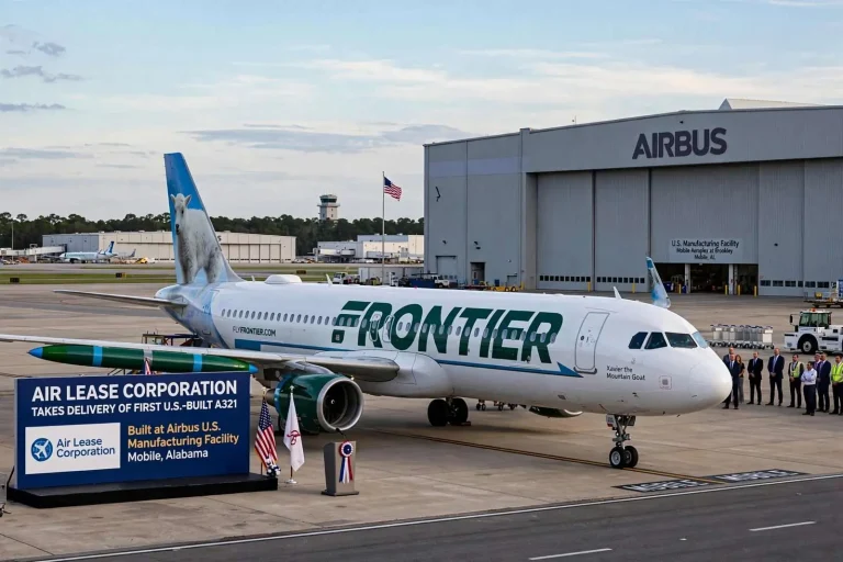 Illustration for the news story: Air Lease Corporation Takes Delivery of First U.S.-Built A321 From Mobile Plant