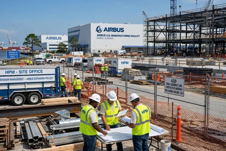 Illustration for the news story: Airbus Taps HPM to Manage Construction of New A220 Assembly Line in Mobile
