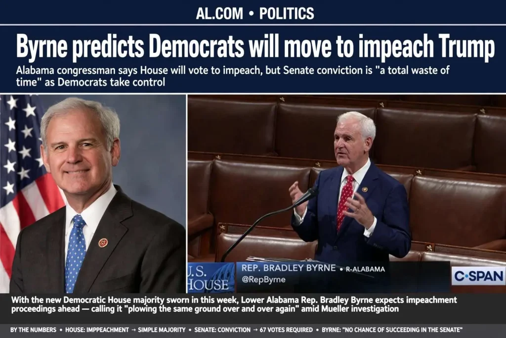 Illustration for the news story: Byrne predicts Democrats will move to impeach Trump