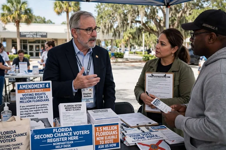 Illustration for the news story: Former Mobile County Commissioner Nodine organizing Florida’s newly enfranchised voters