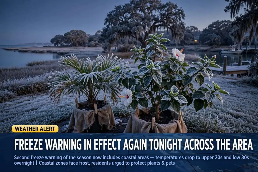 Illustration for the news story: Freeze warning in effect again tonight across the area