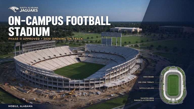 Illustration for the news story: South Alabama Trustees Approve Phase II of On-Campus Football Stadium, Keeping 2020 Opening on Track