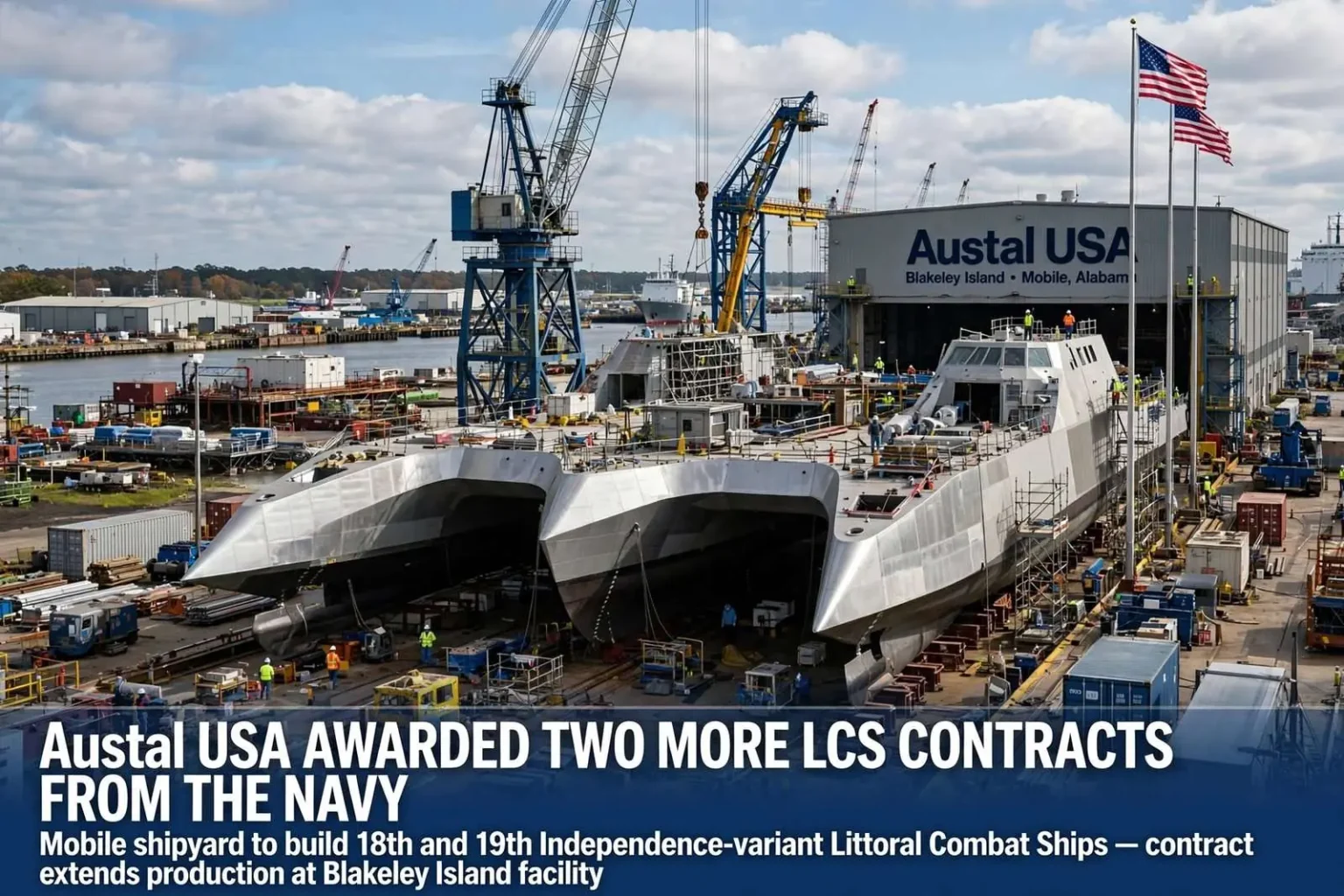 Illustration for the news story: Austal USA awarded two more LCS contracts from the Navy