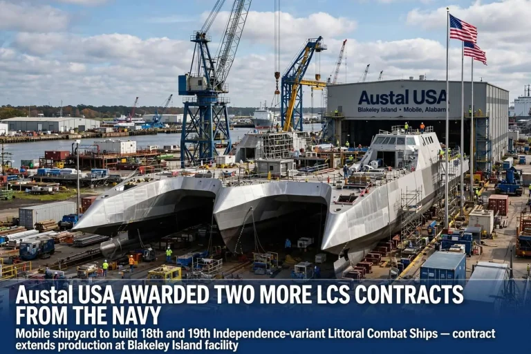 Illustration for the news story: Austal USA awarded two more LCS contracts from the Navy