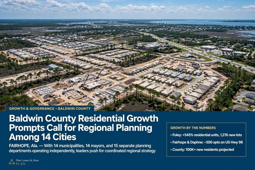 Illustration for the news story: Baldwin County Residential Growth Prompts Call for Regional Planning Among 14 Cities