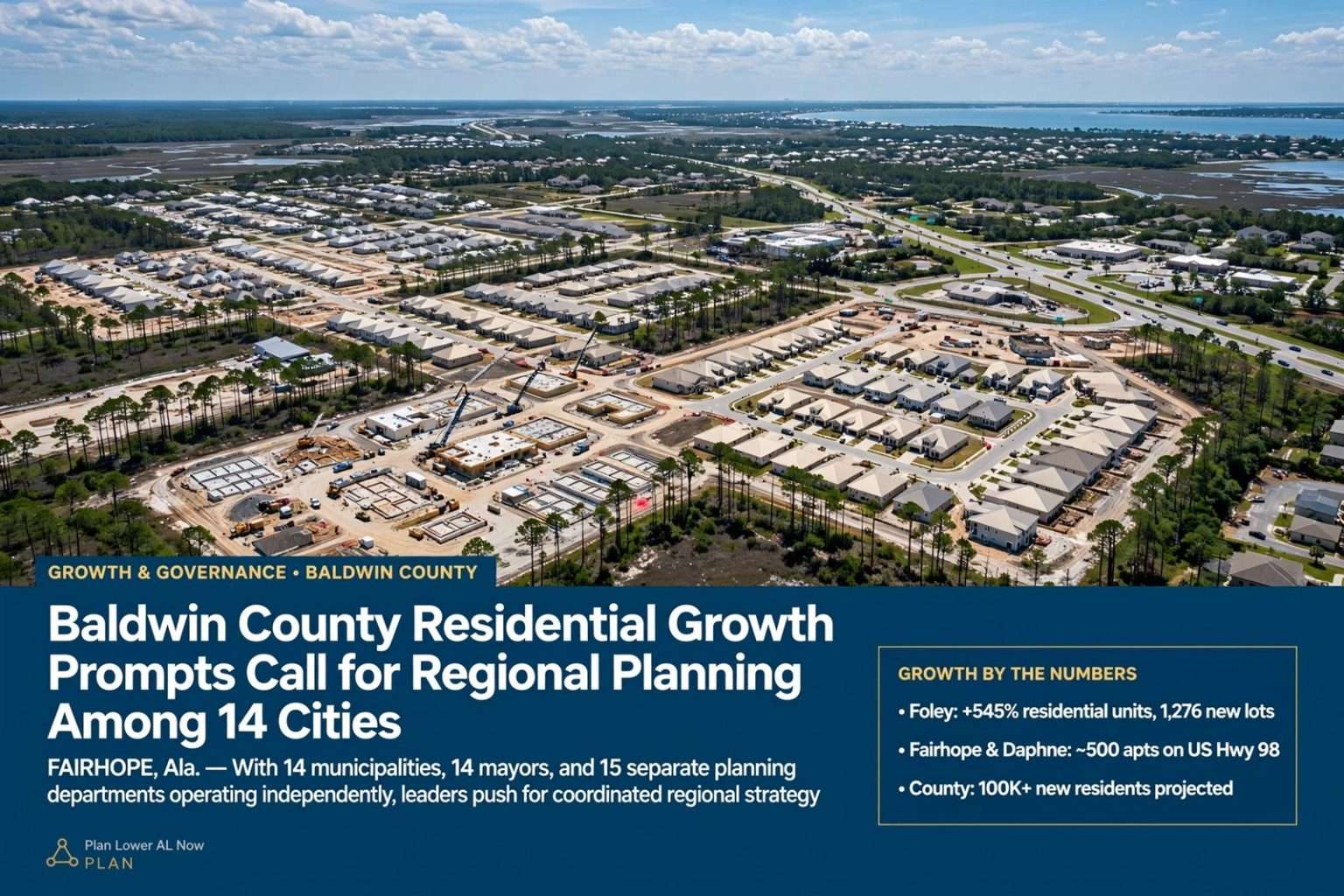 Illustration for the news story: Baldwin County Residential Growth Prompts Call for Regional Planning Among 14 Cities