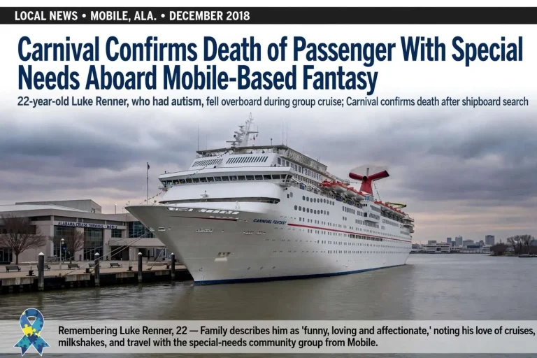 Illustration for the news story: Carnival Confirms Death of Passenger With Special Needs Aboard Mobile-Based Fantasy