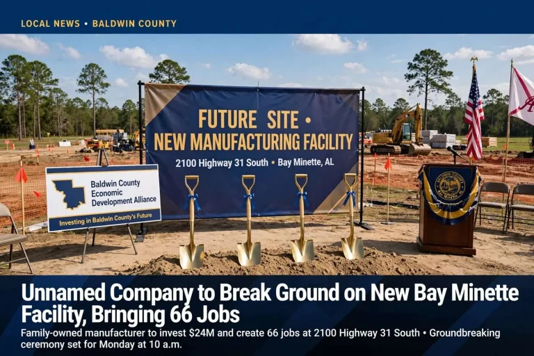 Illustration for the news story: Unnamed Company to Break Ground on New Bay Minette Facility, Bringing 66 Jobs