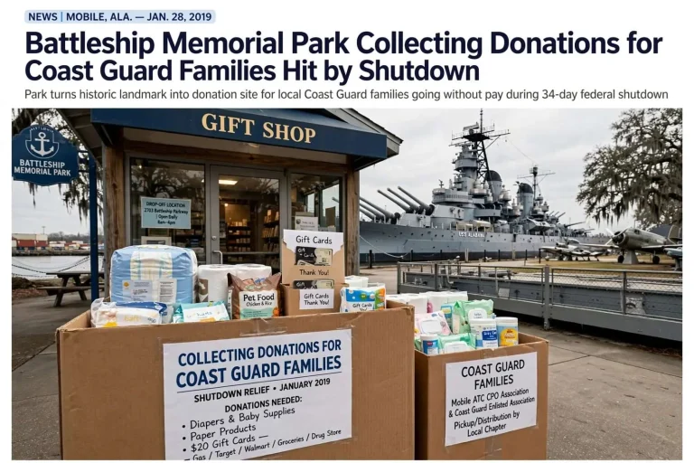 Illustration for the news story: Battleship Memorial Park Collecting Donations for Coast Guard Families Hit by Shutdown