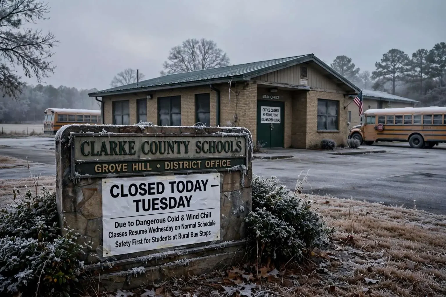 Illustration for the news story: Cold Weather Closes Schools Across the Clarke County Area