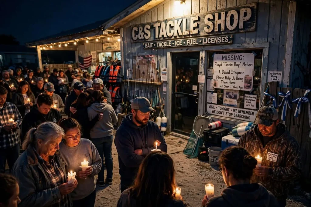 Illustration for the news story: Dozens Gather at Candlelight Vigil for Two Missing South Alabama Fishermen