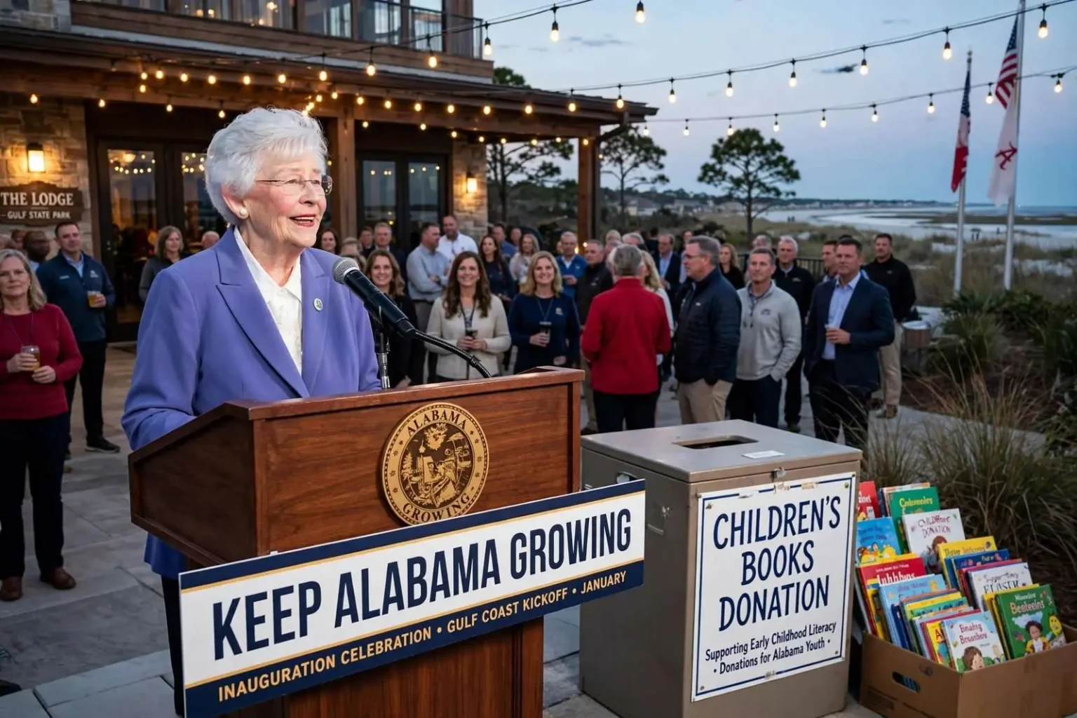 Illustration for the news story: Gov. Kay Ivey kicks off inauguration celebrations on the Gulf Coast