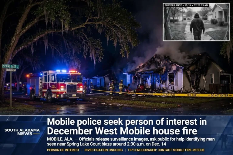 Illustration for the news story: Mobile police seek person of interest in December West Mobile house fire