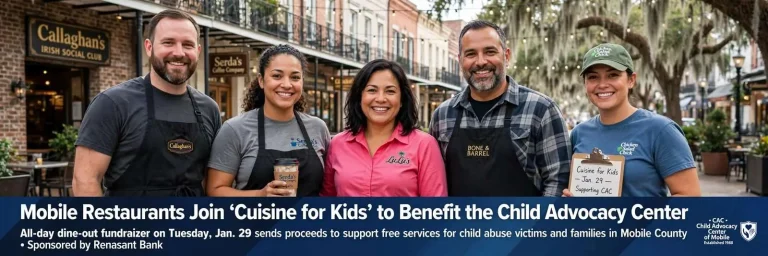 Illustration for the news story: Mobile Restaurants Join ‘Cuisine for Kids’ to Benefit the Child Advocacy Center