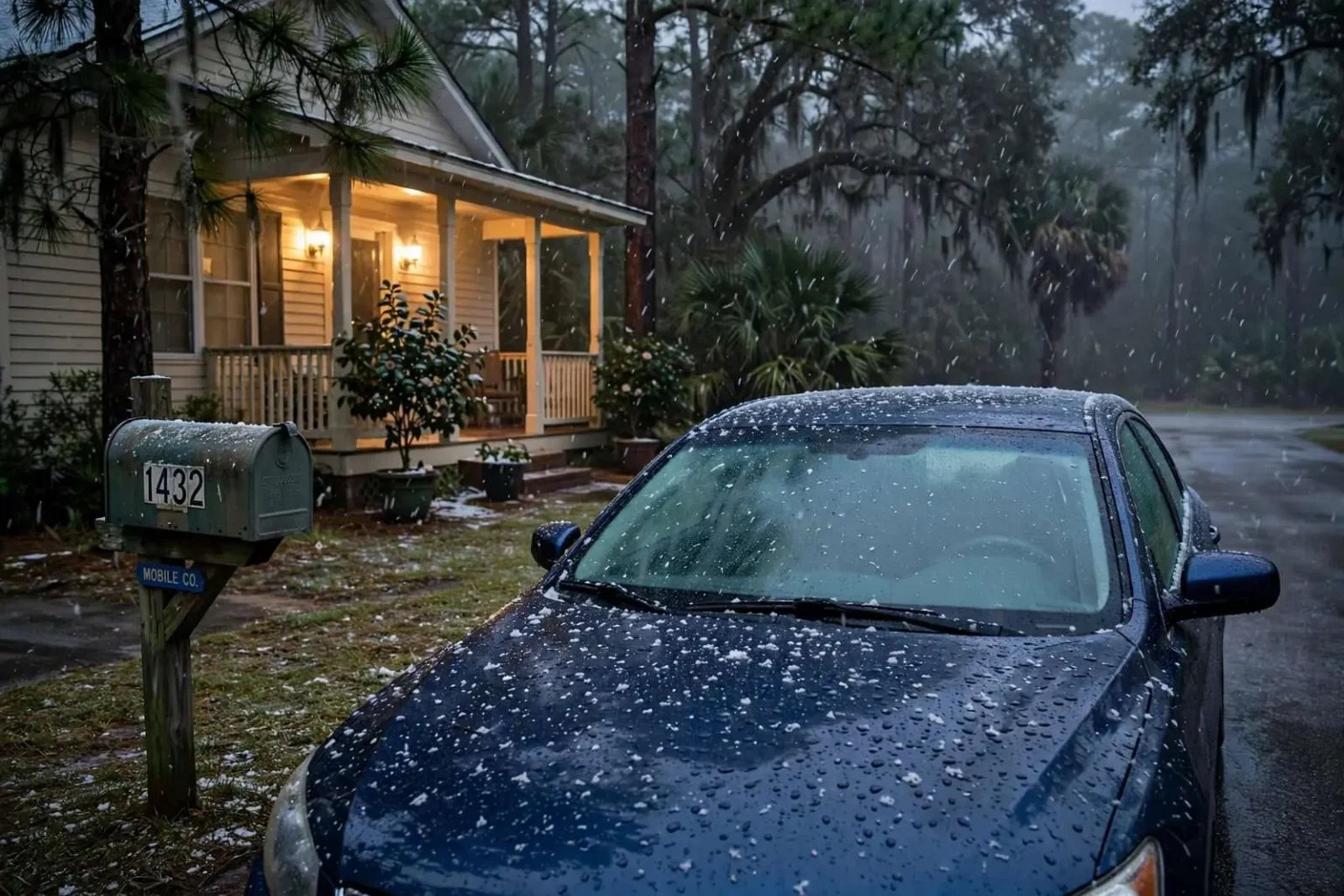 Illustration for the news story: Rare Snow Flurries Dust Parts of Mobile and Clarke Counties