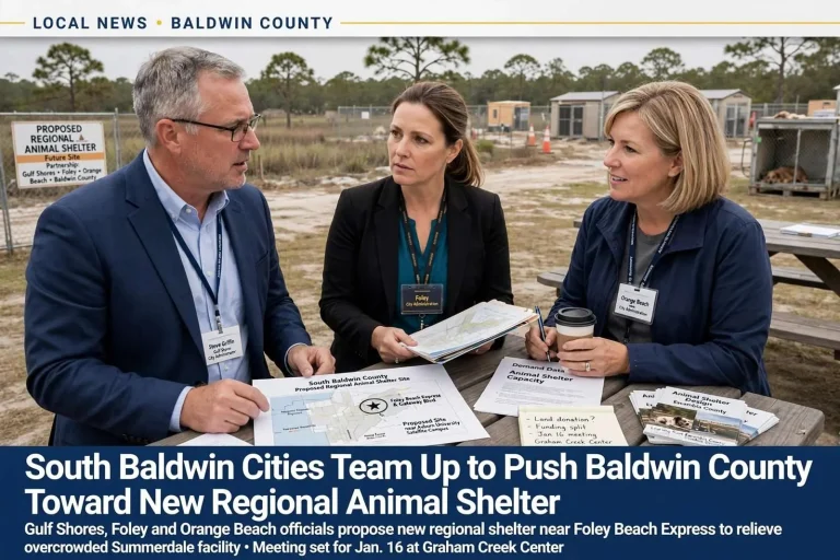 Illustration for the news story: South Baldwin Cities Team Up to Push Baldwin County Toward New Regional Animal Shelter