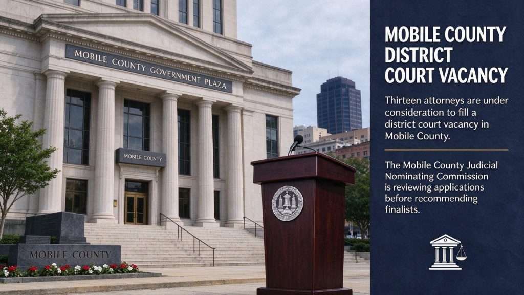 Illustration for the news story: Thirteen Attorneys Vie to Fill Mobile County District Court Vacancy
