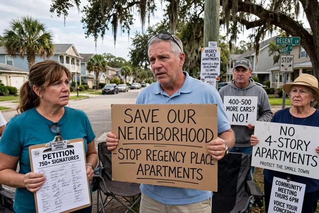 Illustration for the news story: More Than 750 Sign Petition Opposing Regency Place Apartments in Gulf Shores