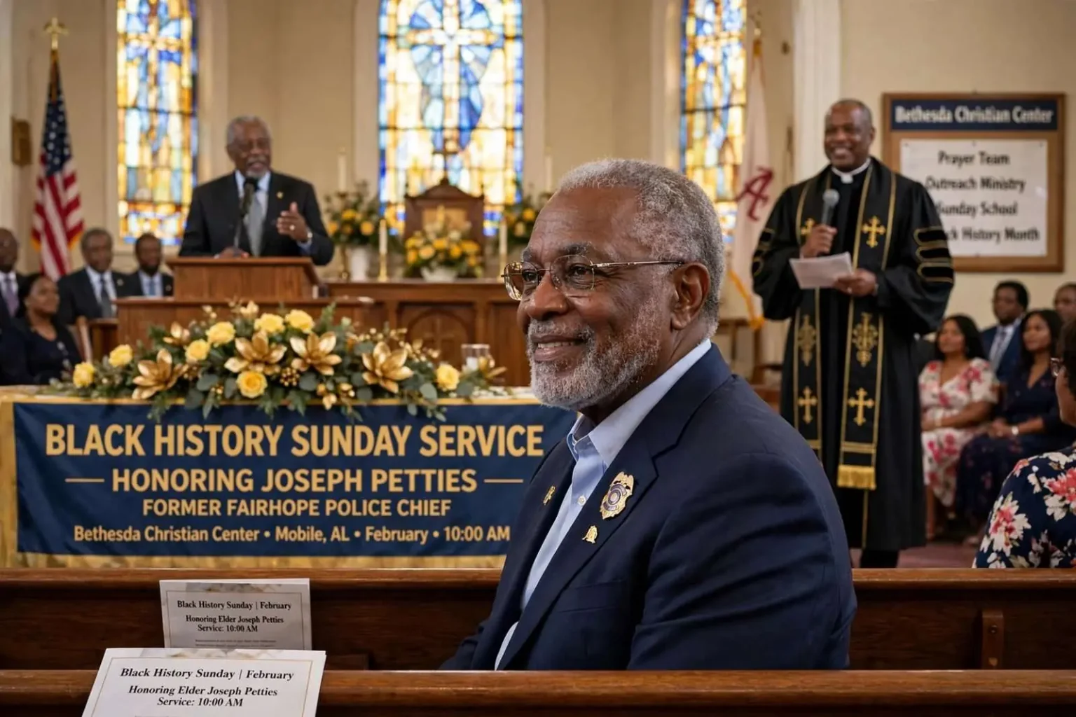Illustration for the news story: Mobile Church to Honor Former Fairhope Police Chief With Black History Sunday Service