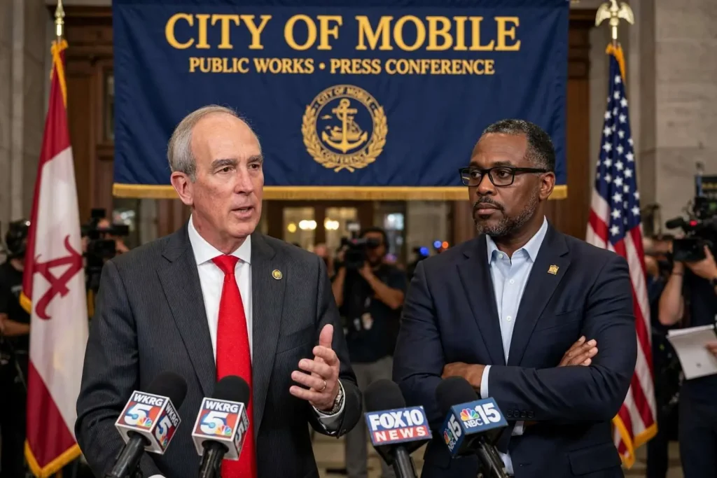 Illustration for the news story: Mobile Mayor Pushes Back on Independent Review of Public Works Complaints