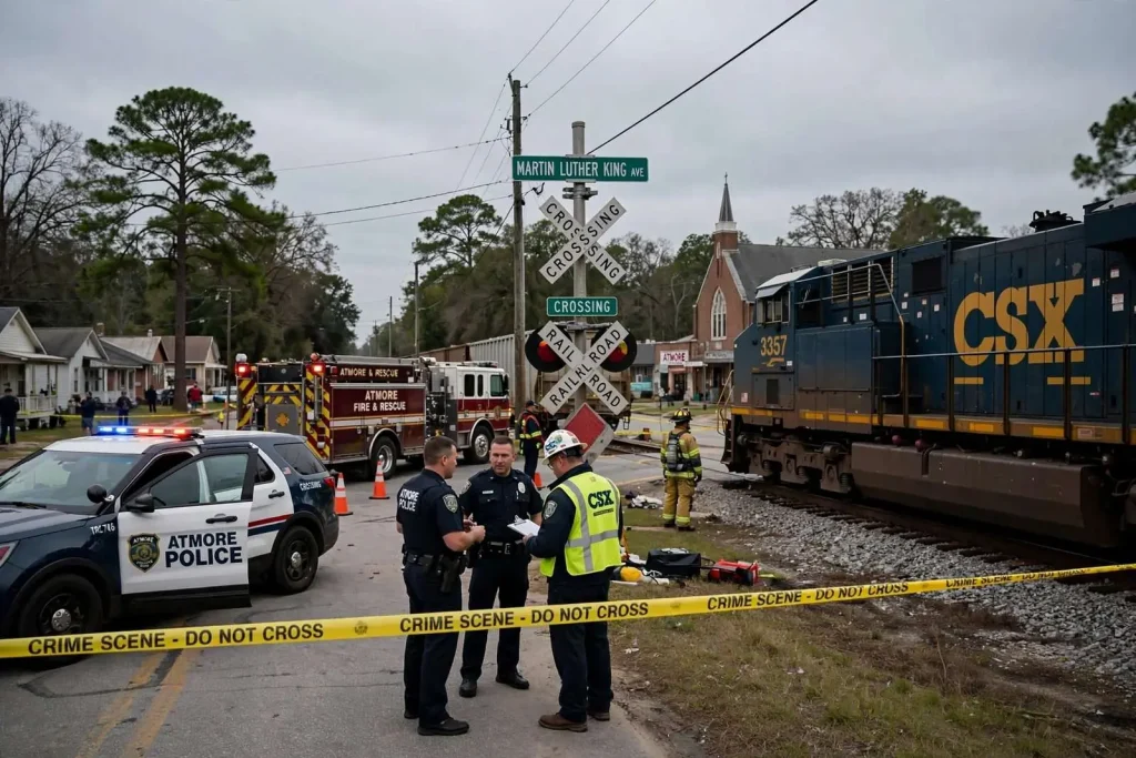Illustration for the news story: Pedestrian killed by freight train in Atmore
