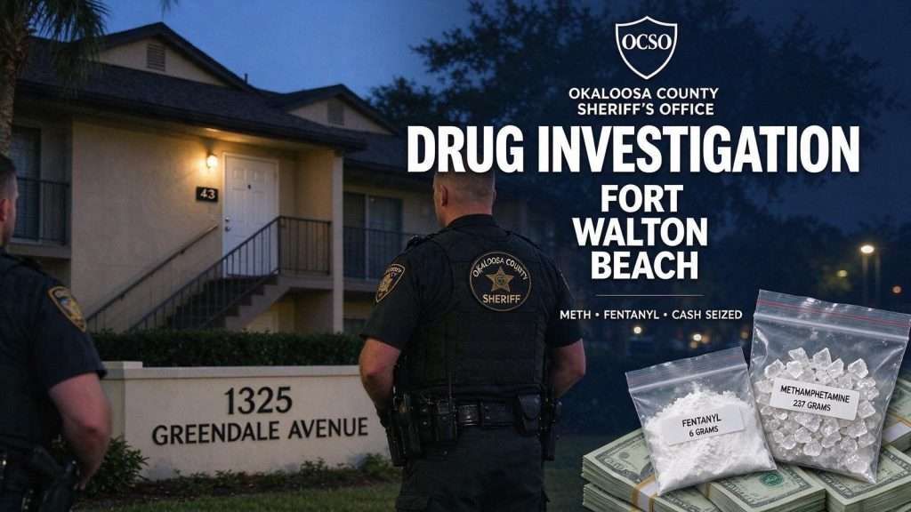 Illustration for the news story: Two Arrested, Meth and Fentanyl Seized in Fort Walton Beach Drug Investigation