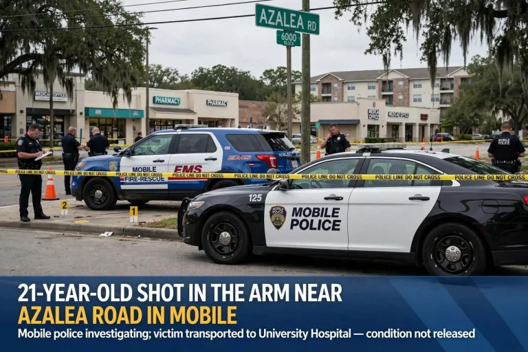 Illustration for the news story: 21-Year-Old Shot in the Arm Near Azalea Road in Mobile