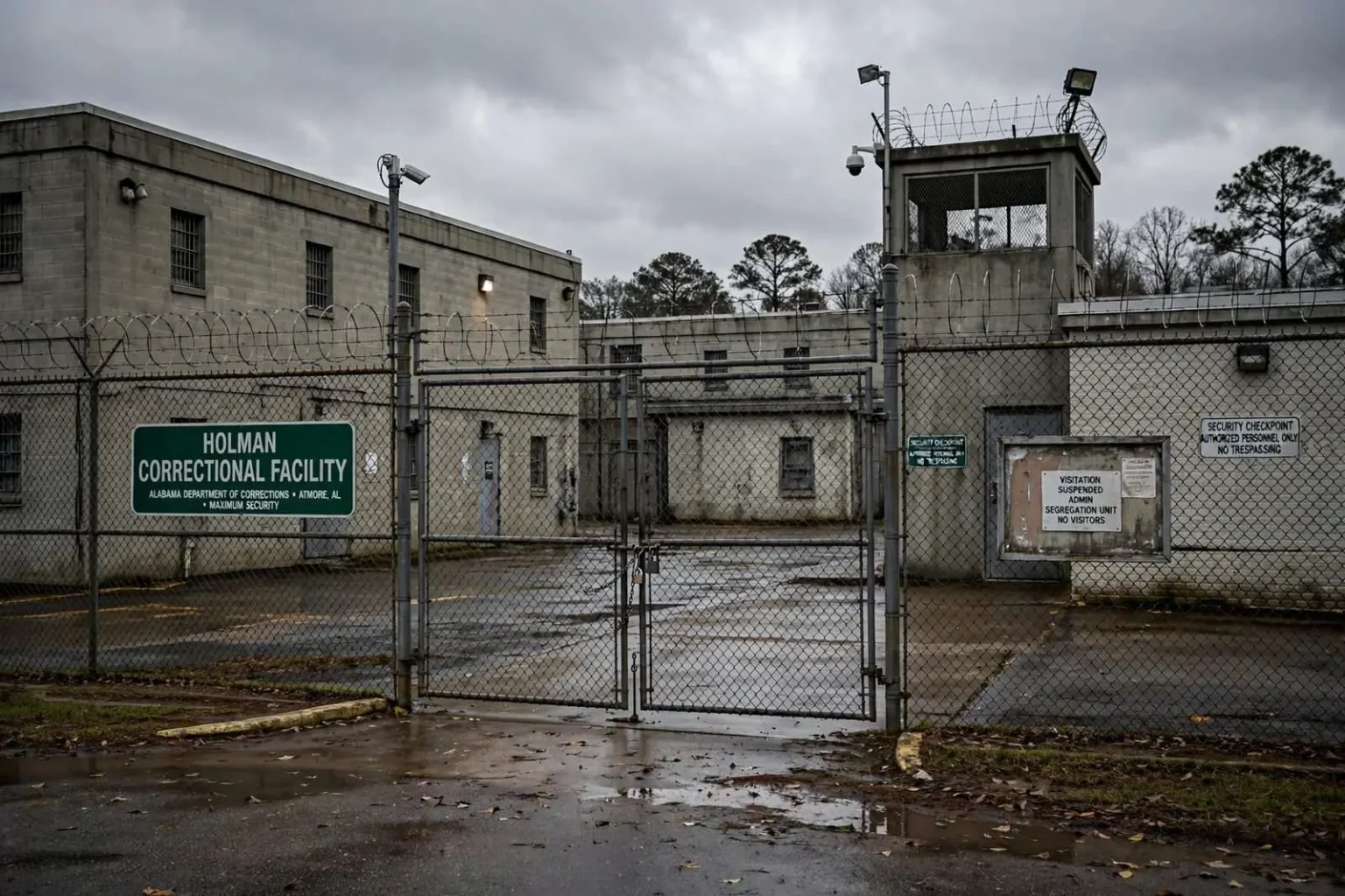 Illustration for the news story: Alabama prison hunger strike ends after water shut off to cells