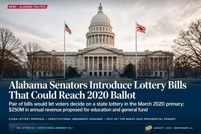 Illustration for the news story: Alabama senators introduce lottery bills that could reach 2020 ballot