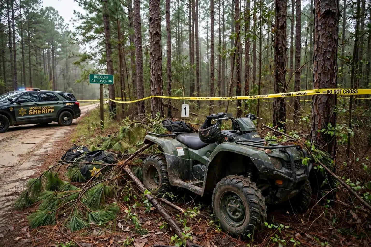 Illustration for the news story: ATV Rider Found Dead in Chunchula Woods; Foul Play Not Suspected