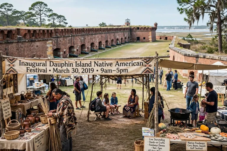 Illustration for the news story: Inaugural Dauphin Island Native American Festival Set for March 30 at Fort Gaines