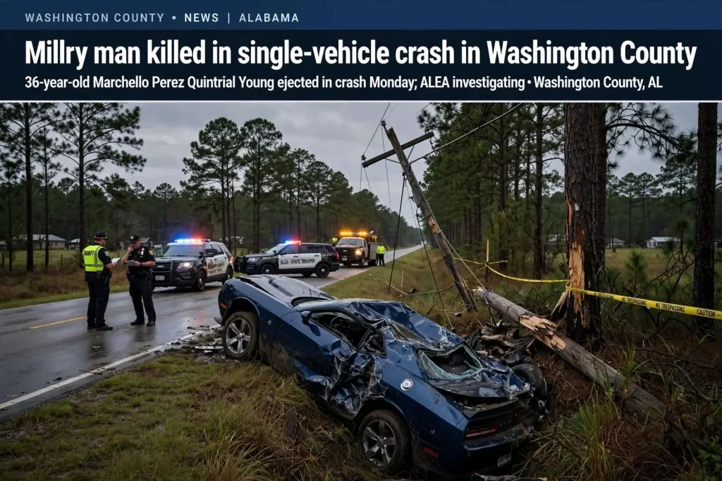 Illustration for the news story: Millry man killed in single-vehicle crash in Washington County