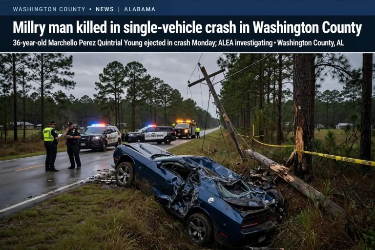 Illustration for the news story: Millry man killed in single-vehicle crash in Washington County