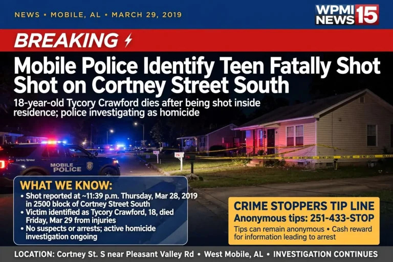 Illustration for the news story: Mobile Police Identify Teen Fatally Shot on Cortney Street South