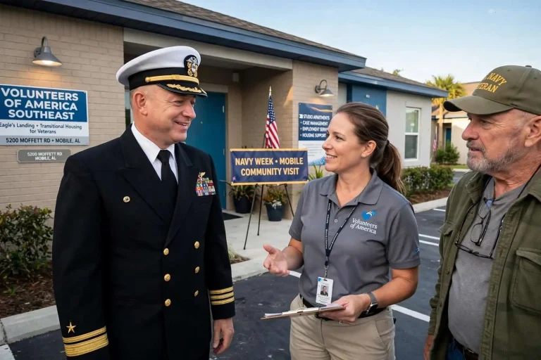 Illustration for the news story: Navy Admiral Praises Mobile Veterans Housing Program During Navy Week Visit