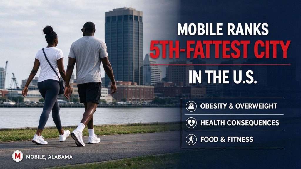 Illustration for the news story: Study ranks Mobile fifth-fattest city in the U.S.