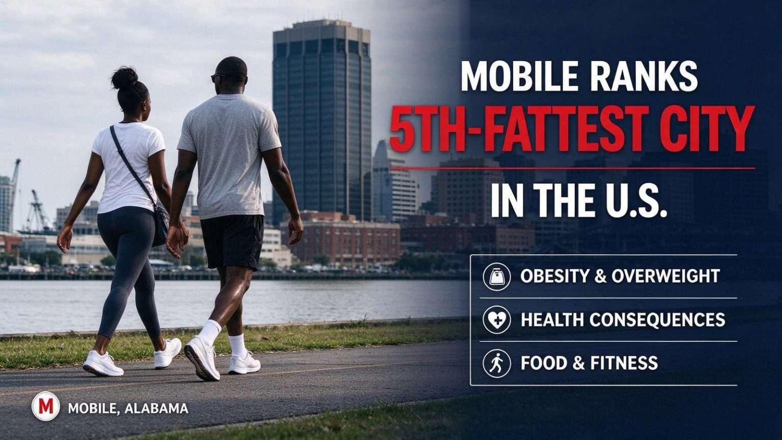 Illustration for the news story: Study ranks Mobile fifth-fattest city in the U.S.