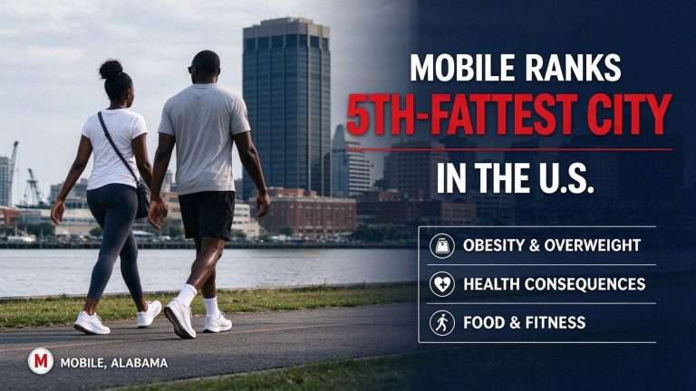 Illustration for the news story: Study ranks Mobile fifth-fattest city in the U.S.