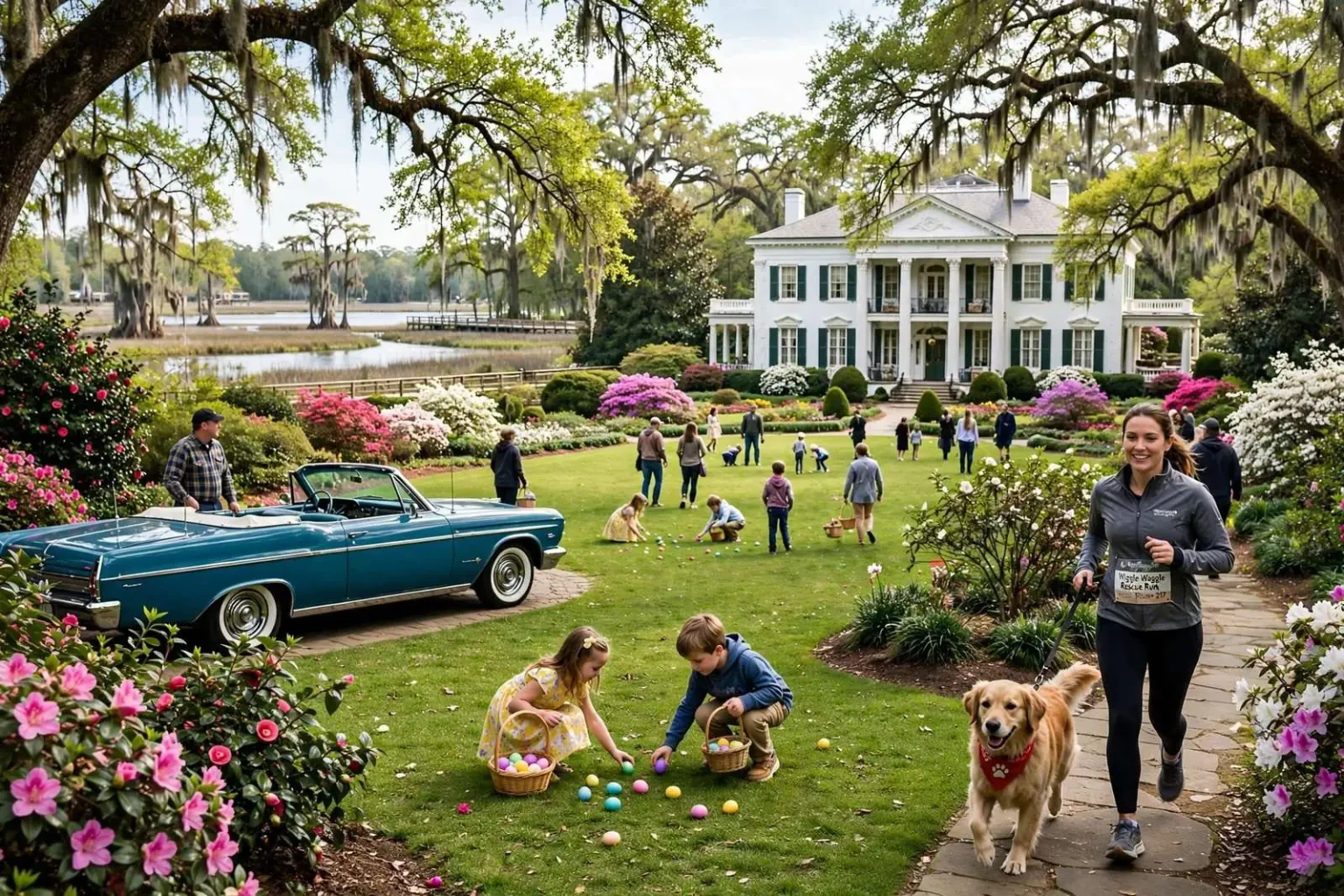 Illustration for the news story: April at Bellingrath Gardens: Car Shows, Easter Egg Hunts and a Rescue-Run 5K
