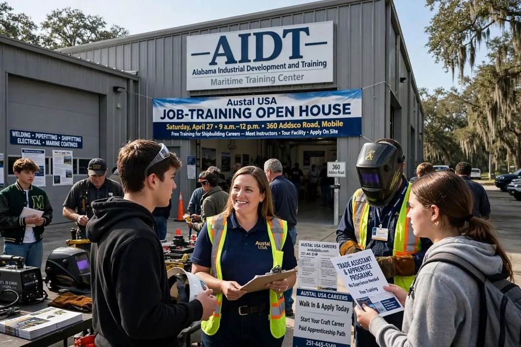 Illustration for the news story: Austal USA to host job-training open house at AIDT center in Mobile