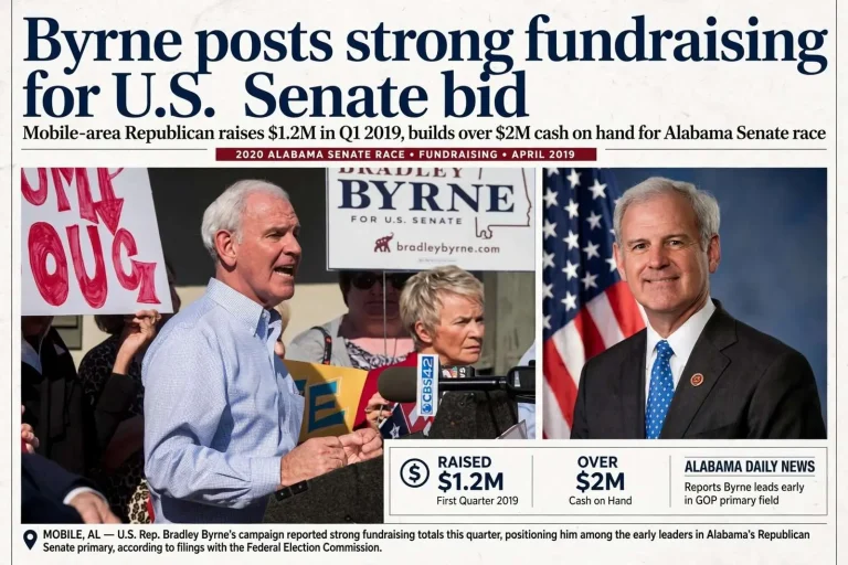 Illustration for the news story: Byrne posts strong fundraising for U.S. Senate bid