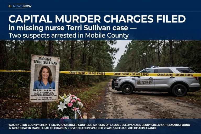Illustration for the news story: Capital murder charges filed in missing nurse Terri Sullivan case