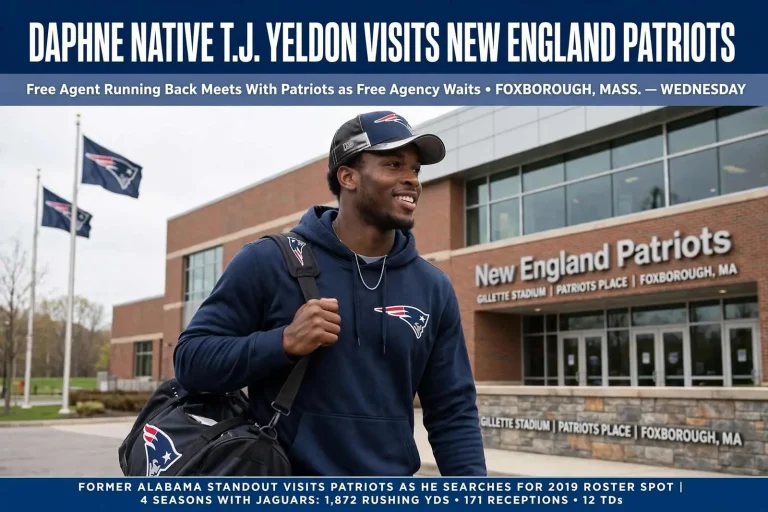Illustration for the news story: Daphne native T.J. Yeldon visits New England Patriots