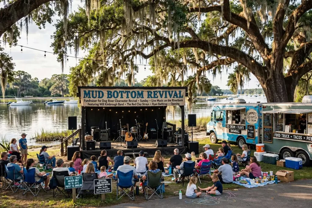Illustration for the news story: Dog River Mud Bottom Revival Returns With Music on the Riverbank