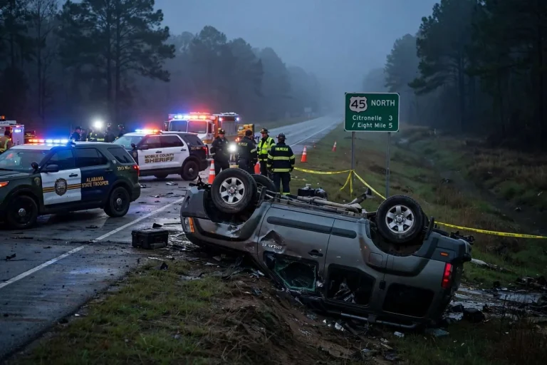 Illustration for the news story: Eight Mile Woman Killed in Highway 45 Rollover Crash Near Citronelle