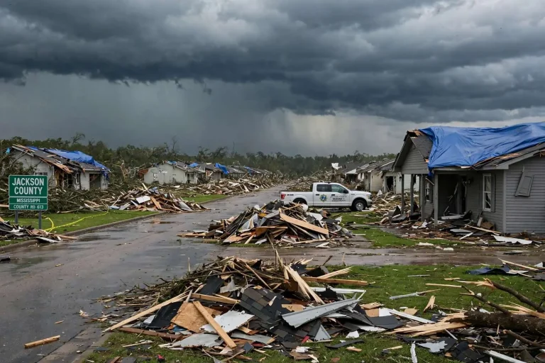 Illustration for the news story: Jackson County storm debris could become airborne in high winds