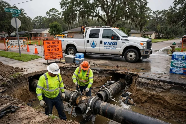 Illustration for the news story: MAWSS Repairs Water Main Break on Old Military Road, Issues Boil Water Advisory